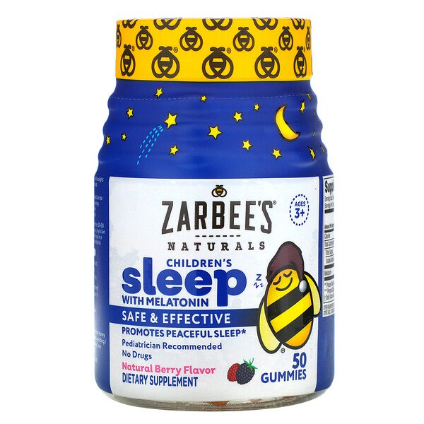Zarbee's‏, علكات لمساعدة الأطفال على النوم بالميلاتونين، نكهة التوت الطبيعية، للأطفال فوق سن 3 أعوام، 50 علكة