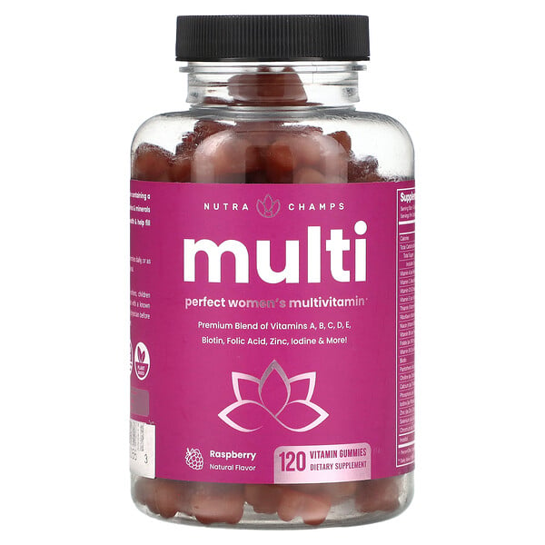 NutraChamps, Multi, Perfect Women's Multivitamin, Raspberry , 120 Vitamin Gummies